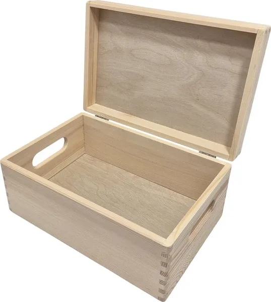 Houten opbergkist met klepdeksel L 29,5 CM x B 19,5 CM x H 12,9 CM