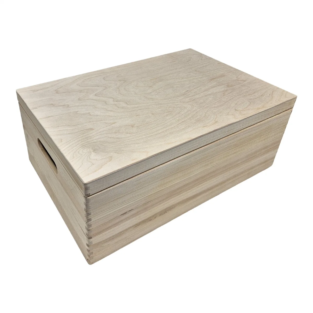 Houten opbergkist - met klepdeksel - L 59,5 CM x B 39 CM x H 23 CM