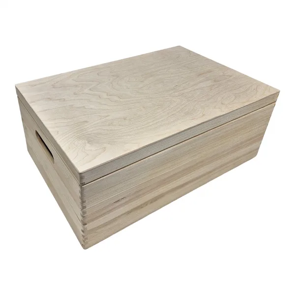 Houten opbergkist - met klepdeksel - L 59,5 CM x B 39 CM x H 23 CM