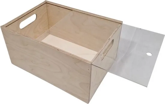 Opbergkis met plexiglas schuifdeksel
