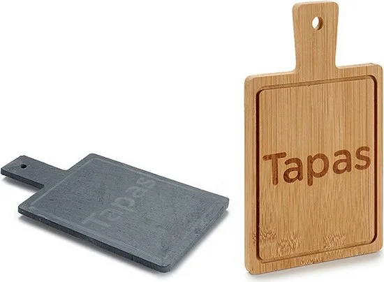 SERVEERPLANK TAPPAS - DIENBLAD DECO - Aperitief plankjes - BAMBOE EN LEISTEEN